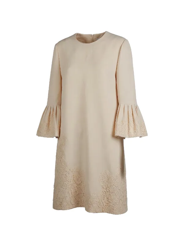 VALENTINO ベージュ 半袖ミニワンピース Valentino Garavani ベルスリーブ ミニドレス | ニュートラル