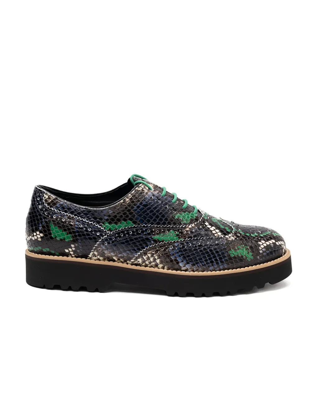 Hogan snakeskin platform brogue boots Zwart