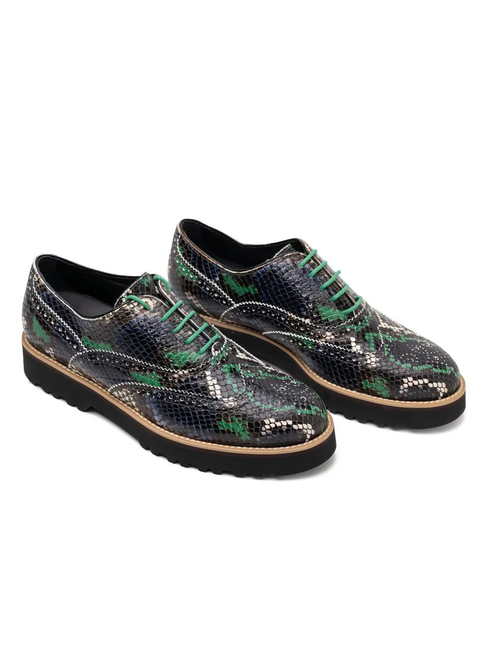Hogan snakeskin platform brogue boots Zwart