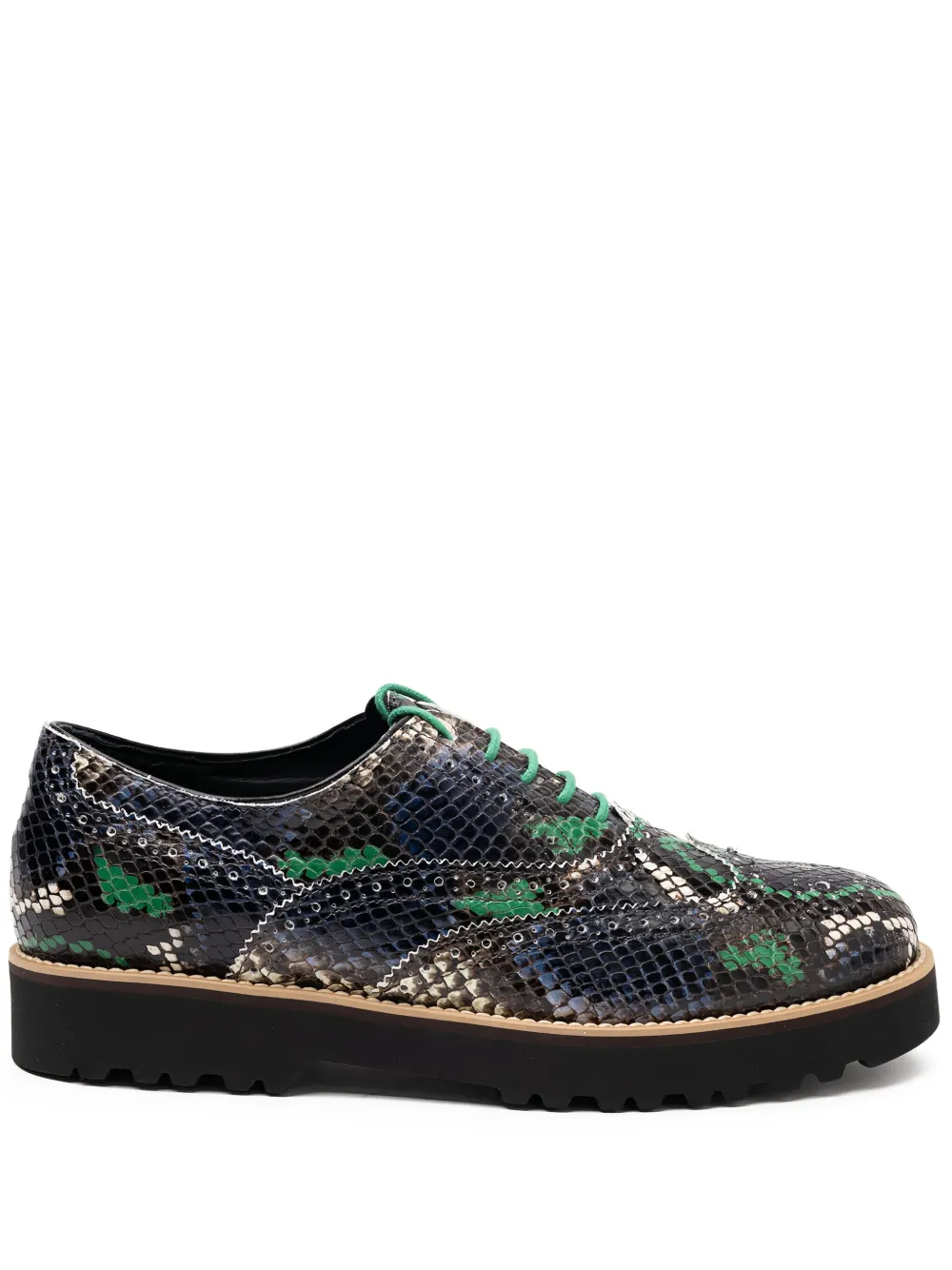 Hogan snakeskin platform brogue boots Black