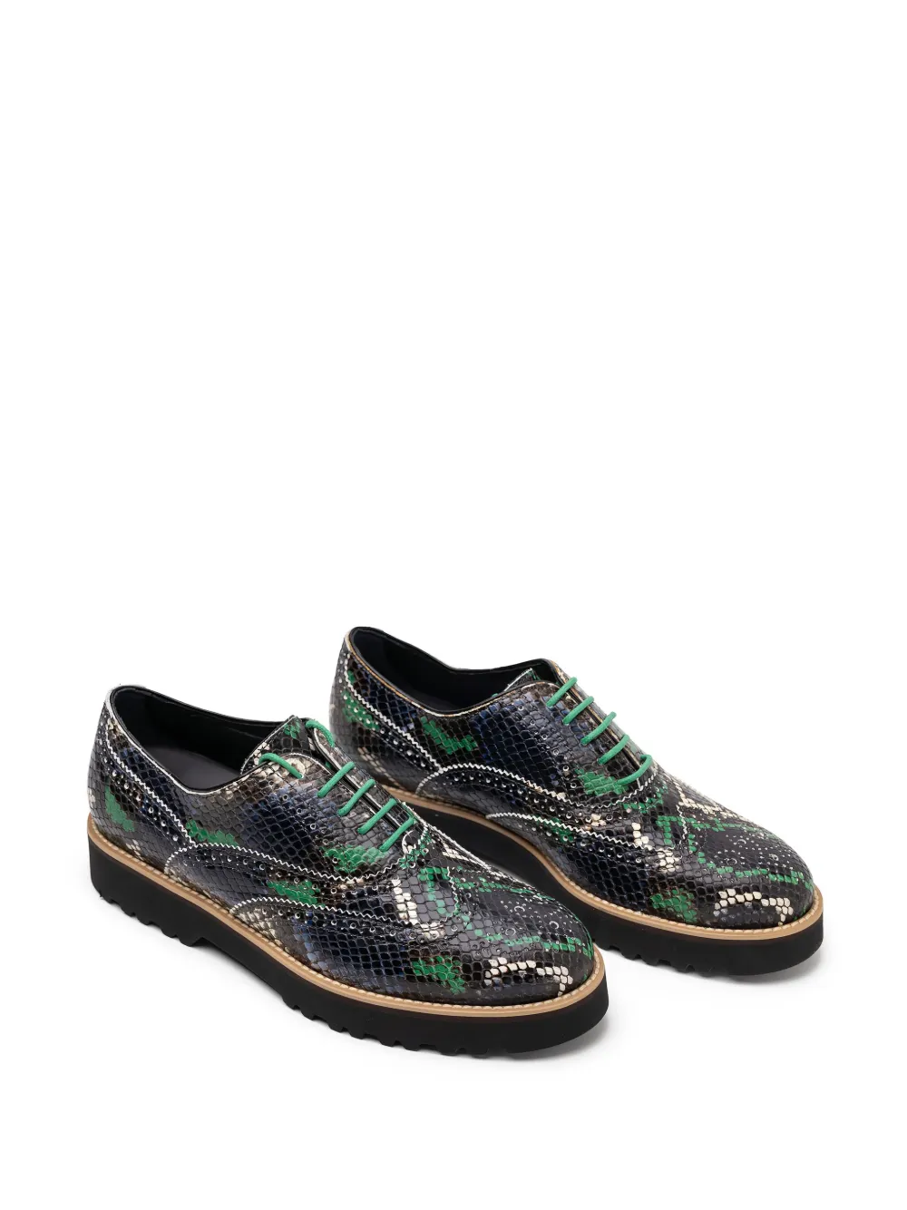 Hogan snakeskin platform brogue boots Black