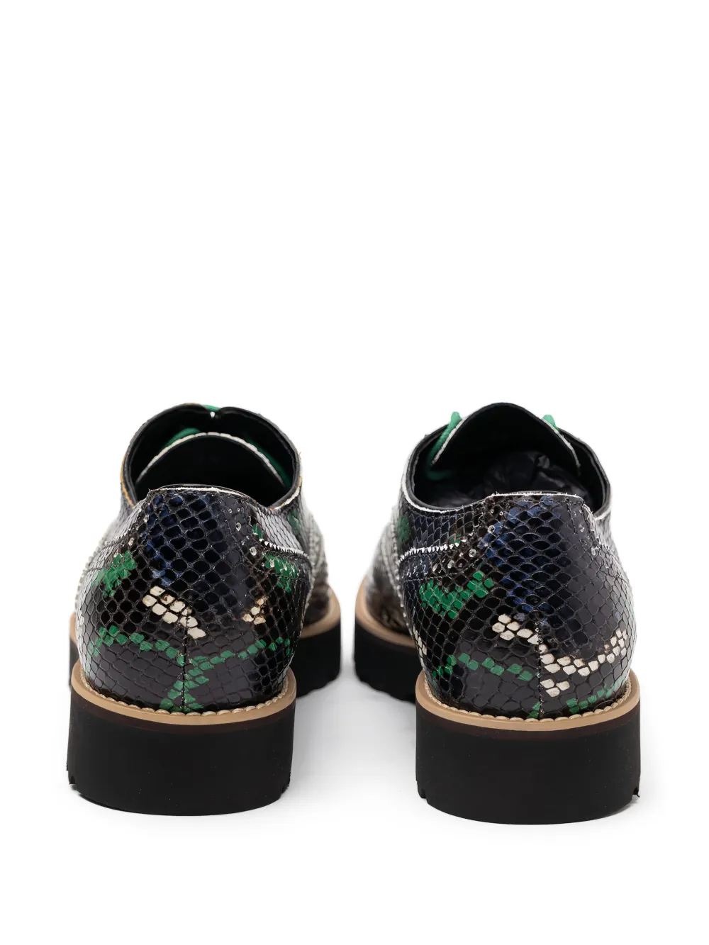 Hogan snakeskin platform brogue boots Black