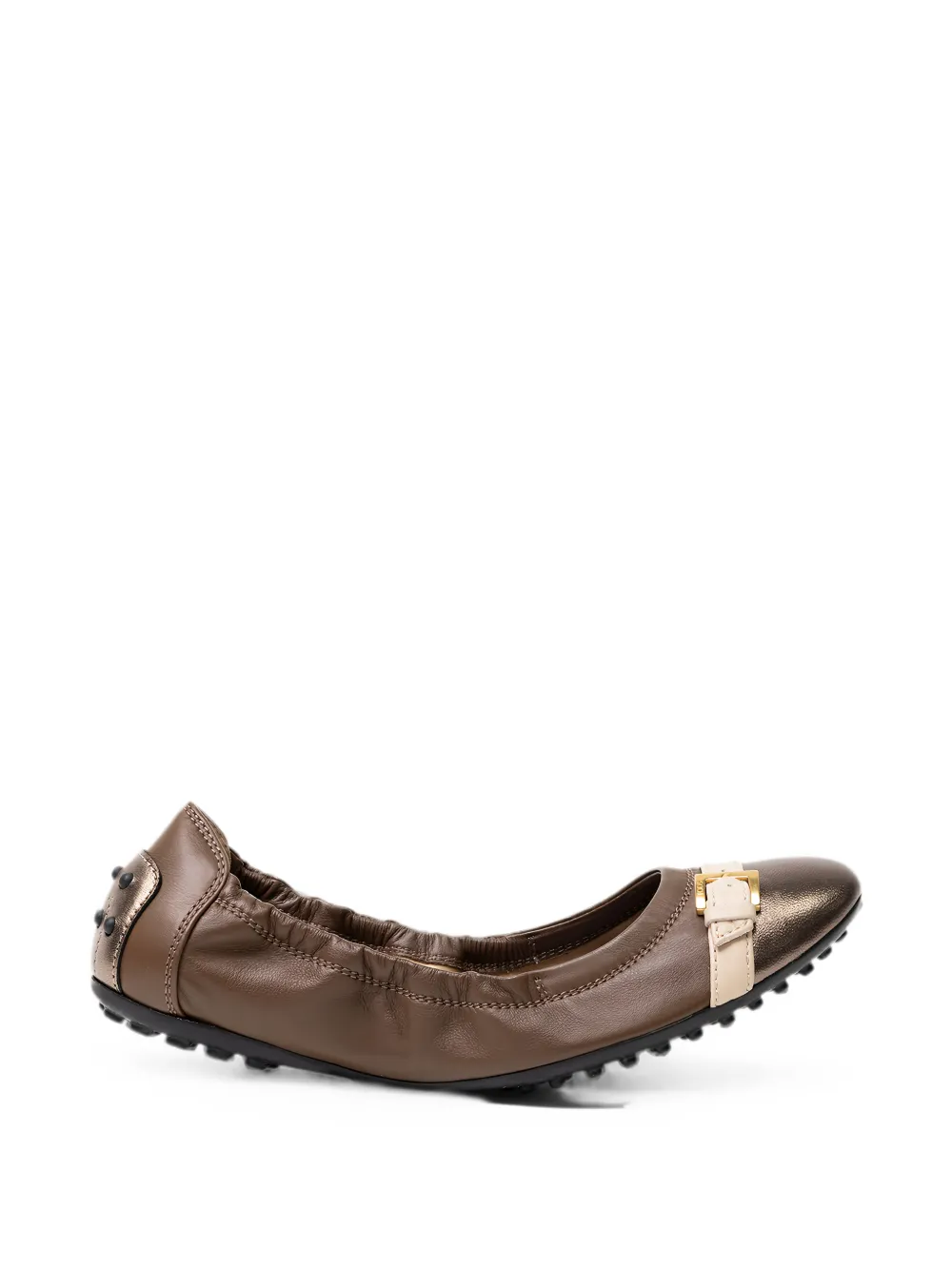 Tod's buckle-detail leather ballet flats - Marrone
