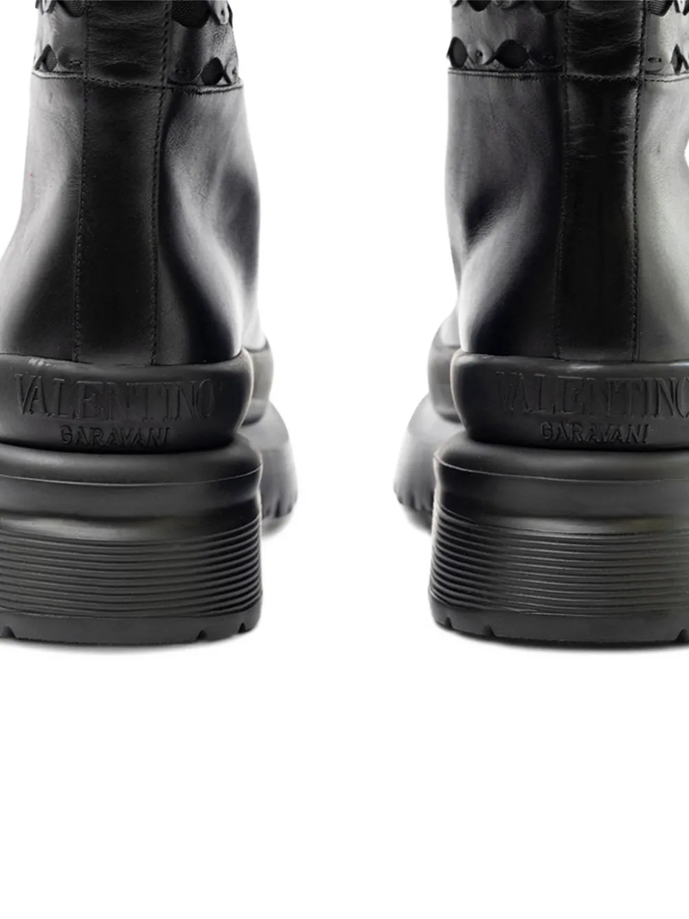 Valentino Cut-out Platform Boots In Black