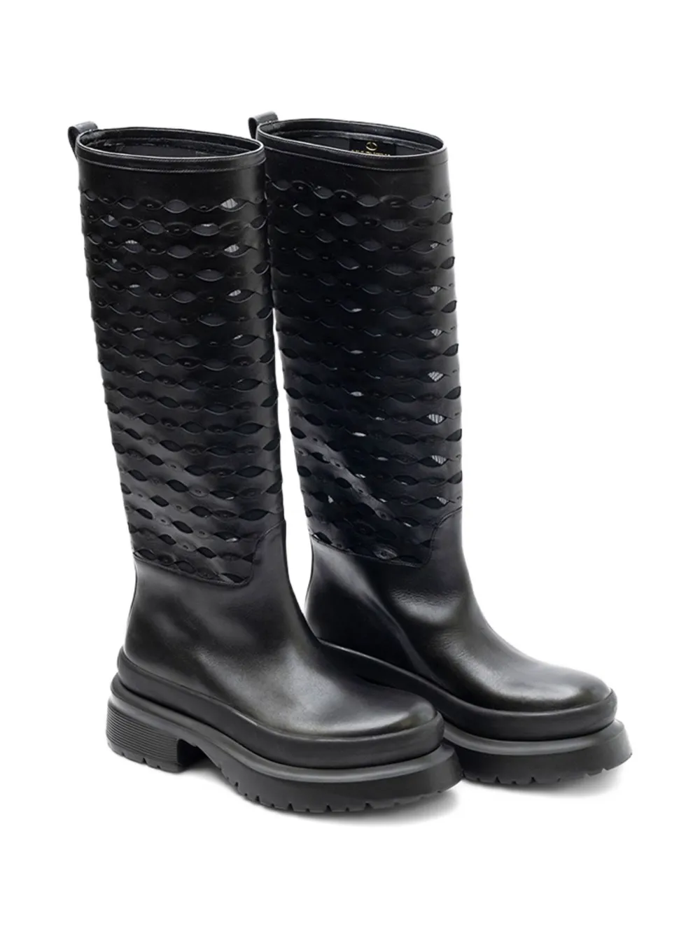 Valentino Cut-out Platform Boots In Black