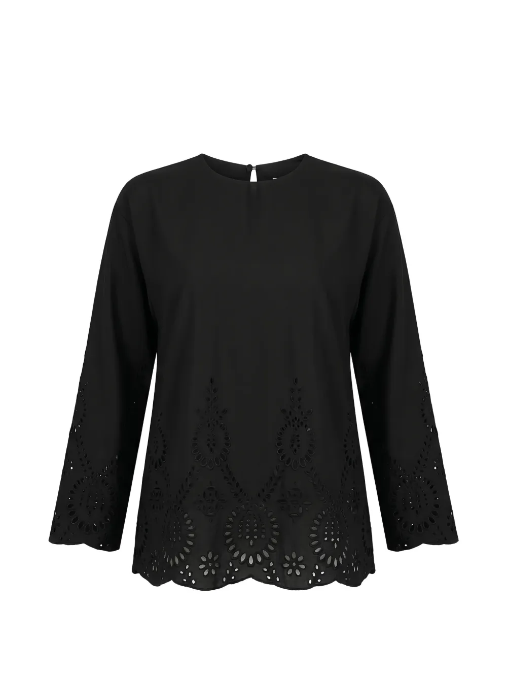Valentino Garavani broderie-anglaise scalloped-hem mini dress - Nero