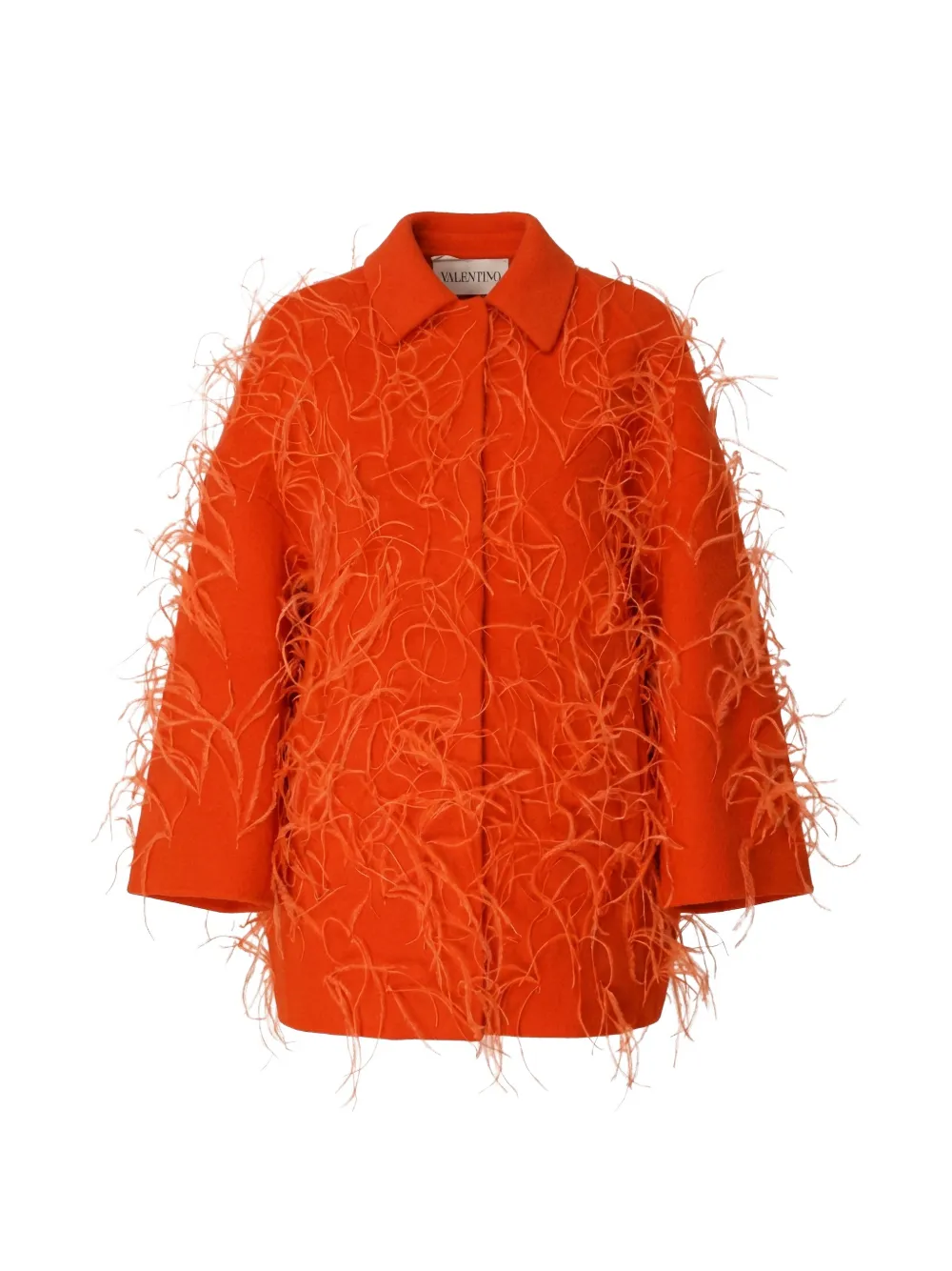 Valentino Garavani feather-embellished coat - Orange