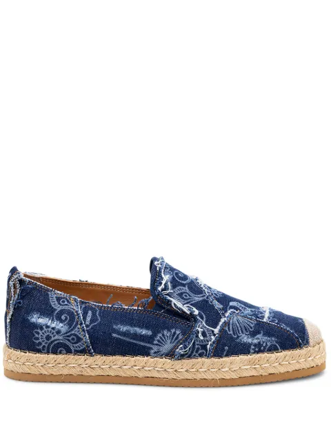 Hogan denim floral print espadrilles