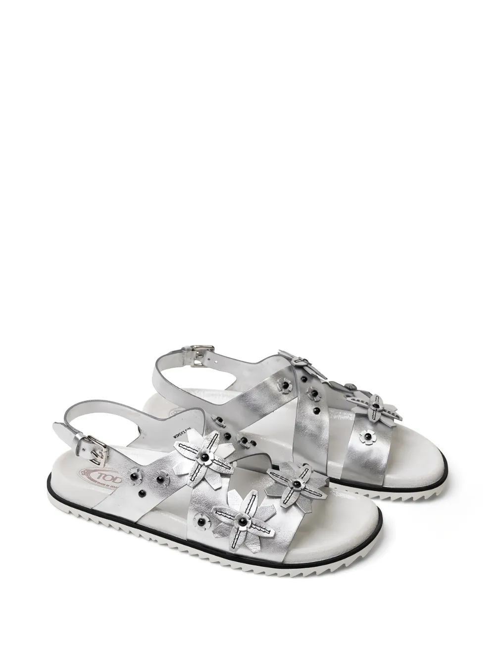 Tod's Sandalen verfraaid met bloem en gesp Zilver