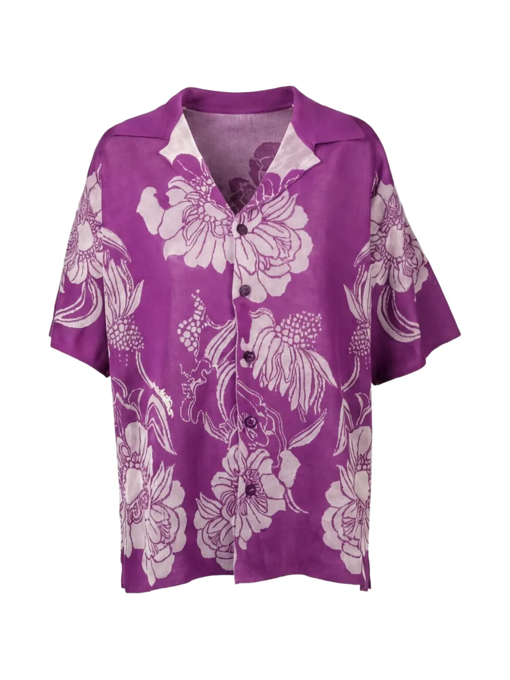 Valentino Garavani floral-print short-sleeve shirt - Purple