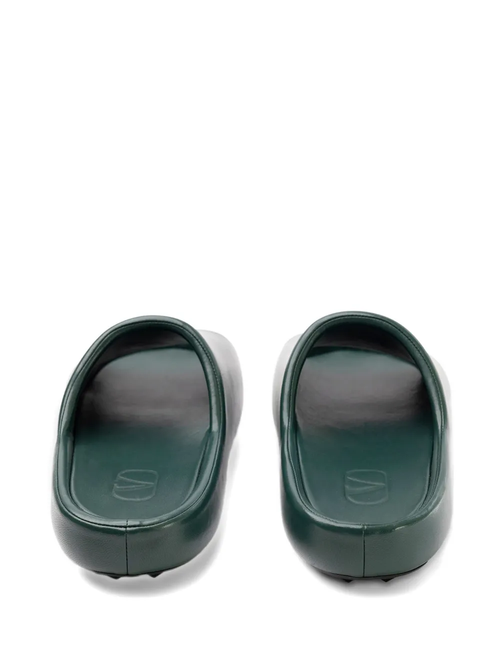 Valentino Round-toe Slides In Green