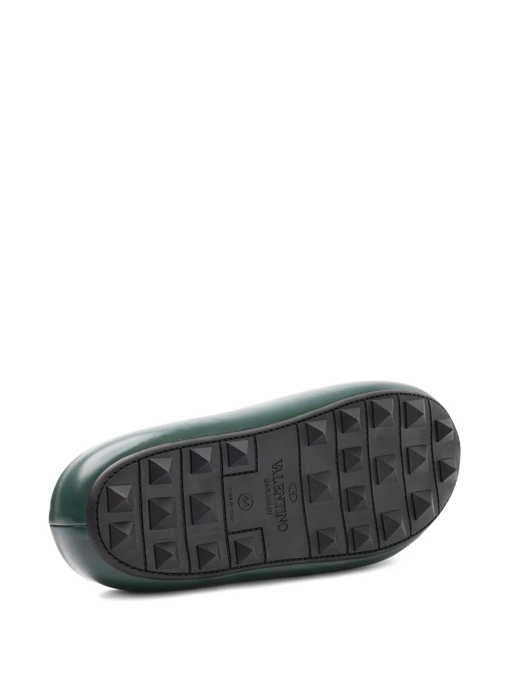 Valentino Round-toe Slides In Green