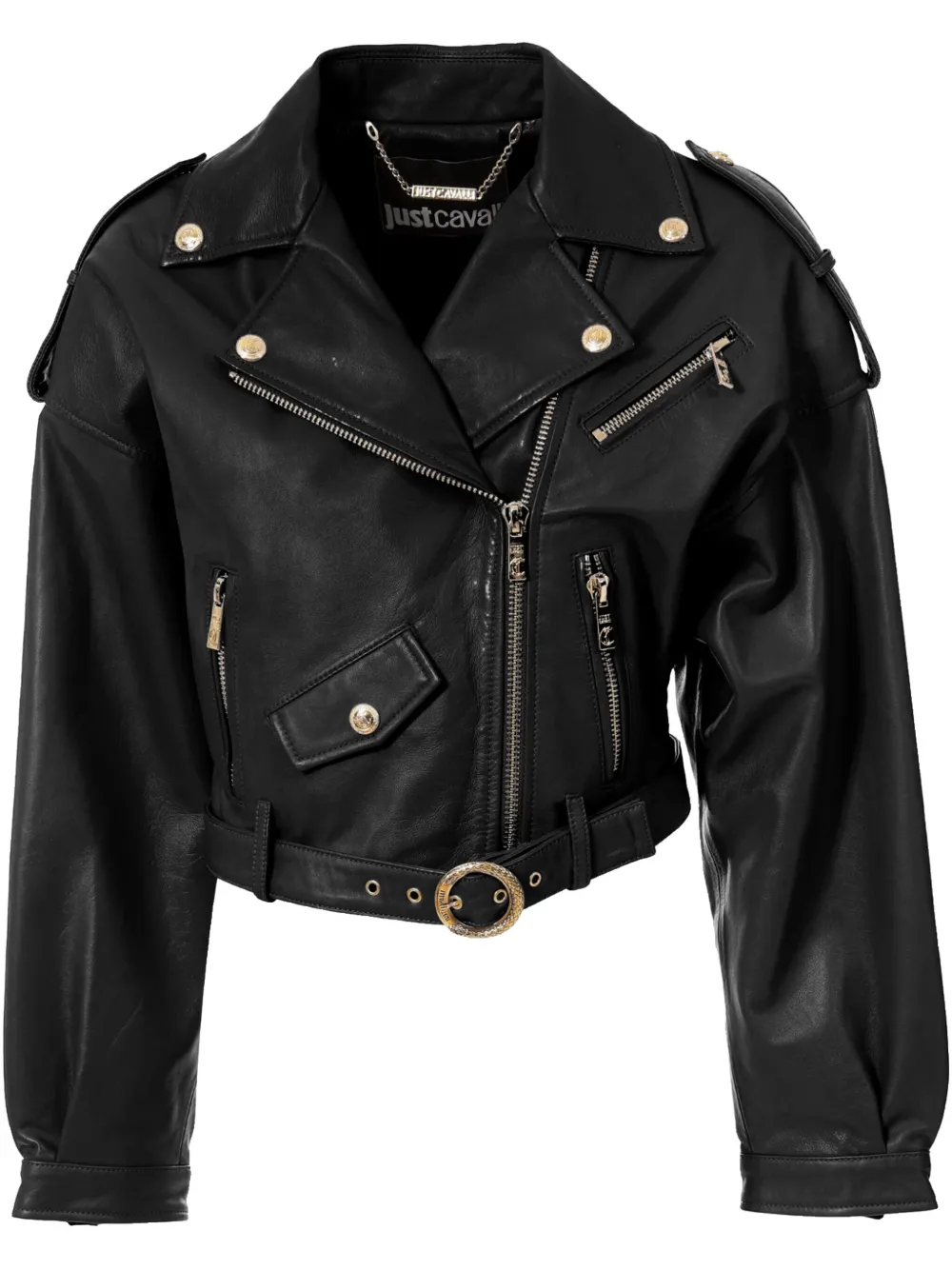 Just Cavalli Leren bikerjack 899 BLACK