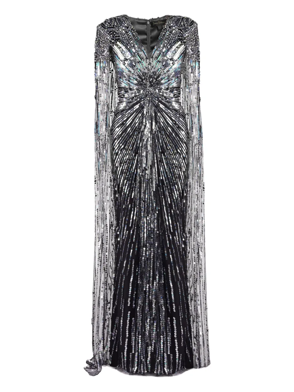 Jenny Packham Maxi-jurk met cape en verfraaid met pailletten Zwart