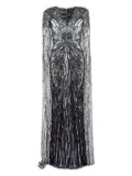 Jenny Packham sequin-embellished cape maxi dress - Black