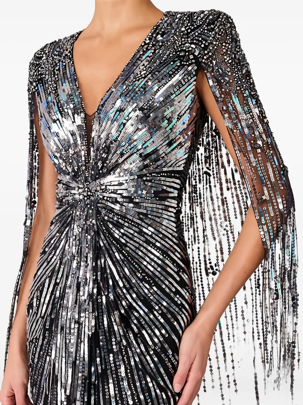 Jenny Packham Maxi-jurk met cape en verfraaid met pailletten Zwart