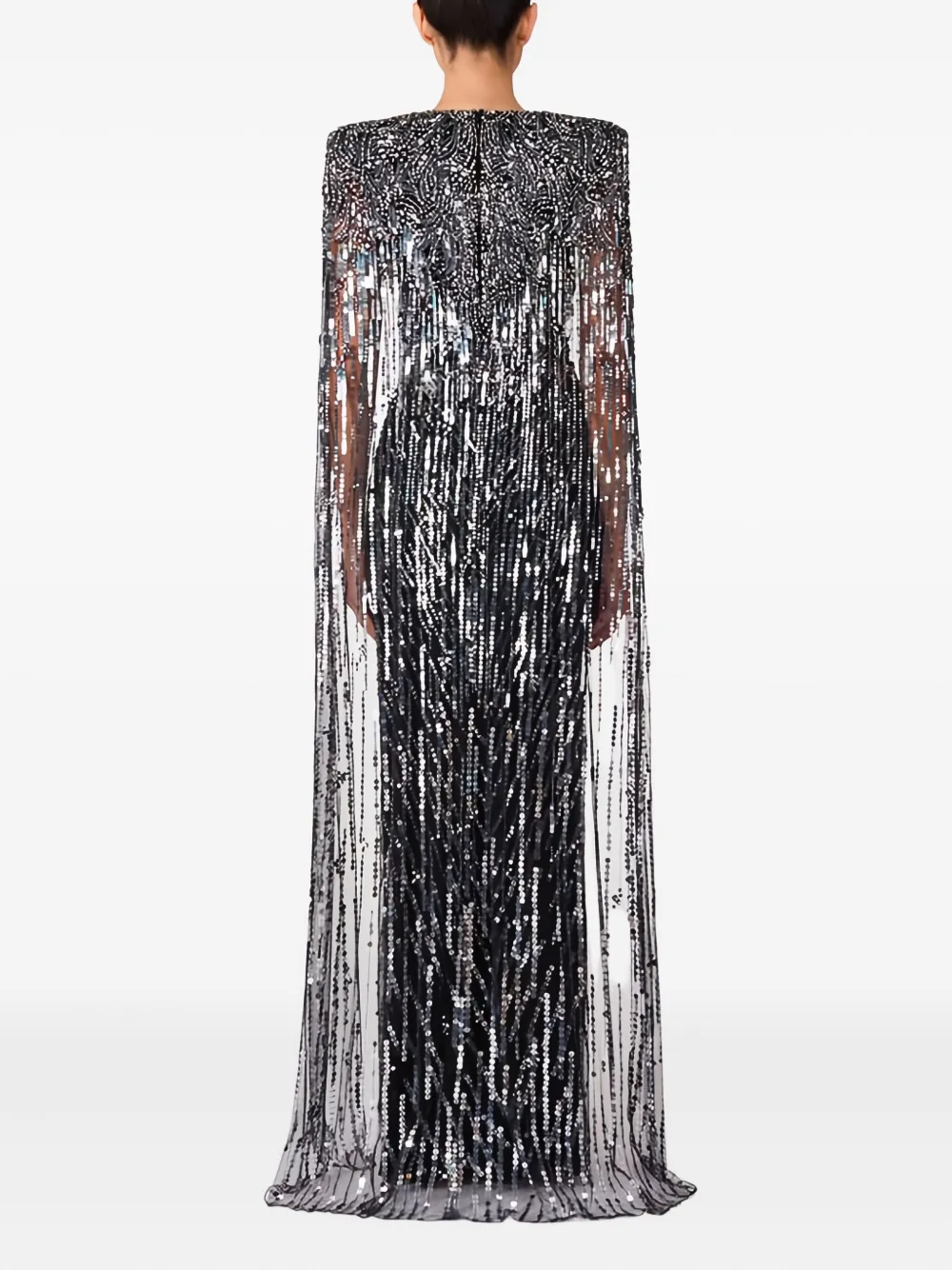 Jenny Packham Maxi-jurk met cape en verfraaid met pailletten Zwart