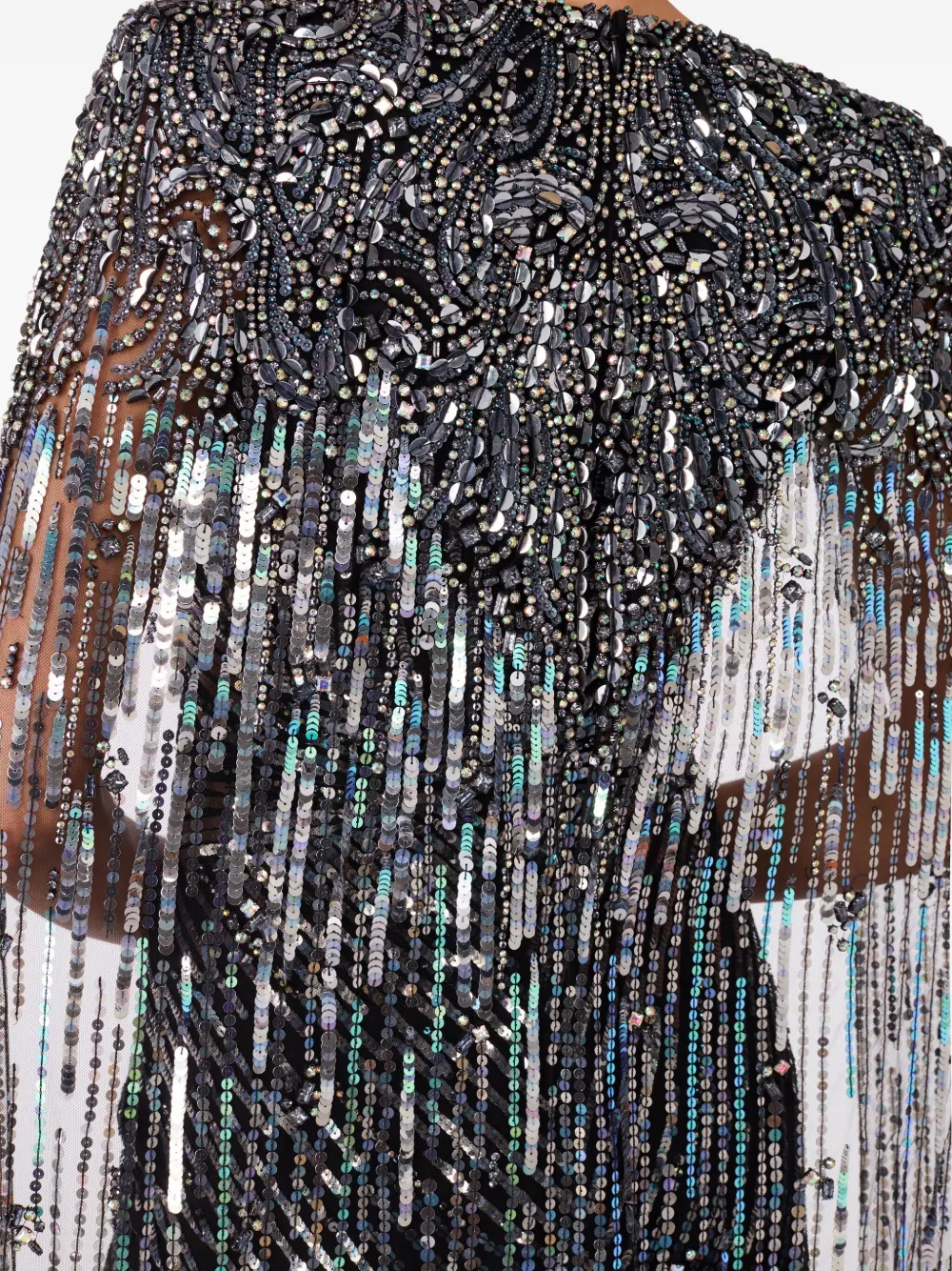 Jenny Packham Maxi-jurk met cape en verfraaid met pailletten Zwart