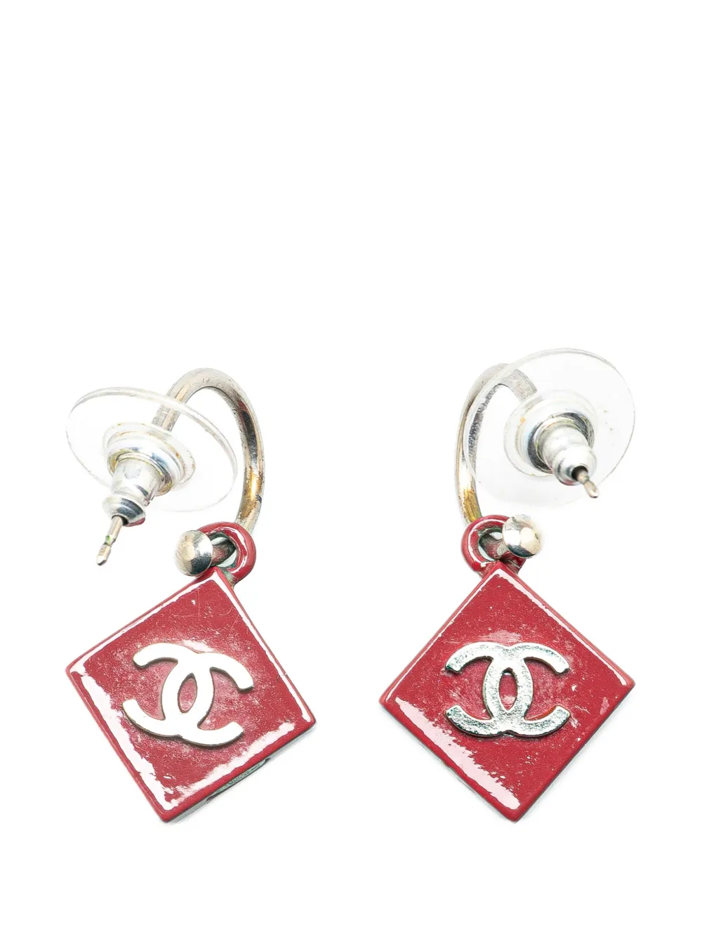 CHANEL Pre-Owned 2004 Resin CC Hoop Push Back Earrings costume earrings | Image 2