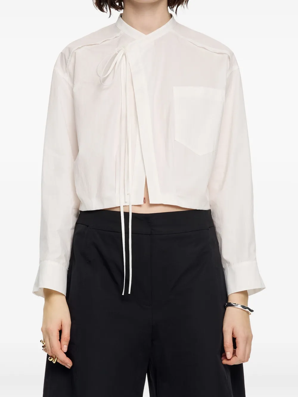 Bimba y Lola Wikkelblouse met ballonmouwen - Wit