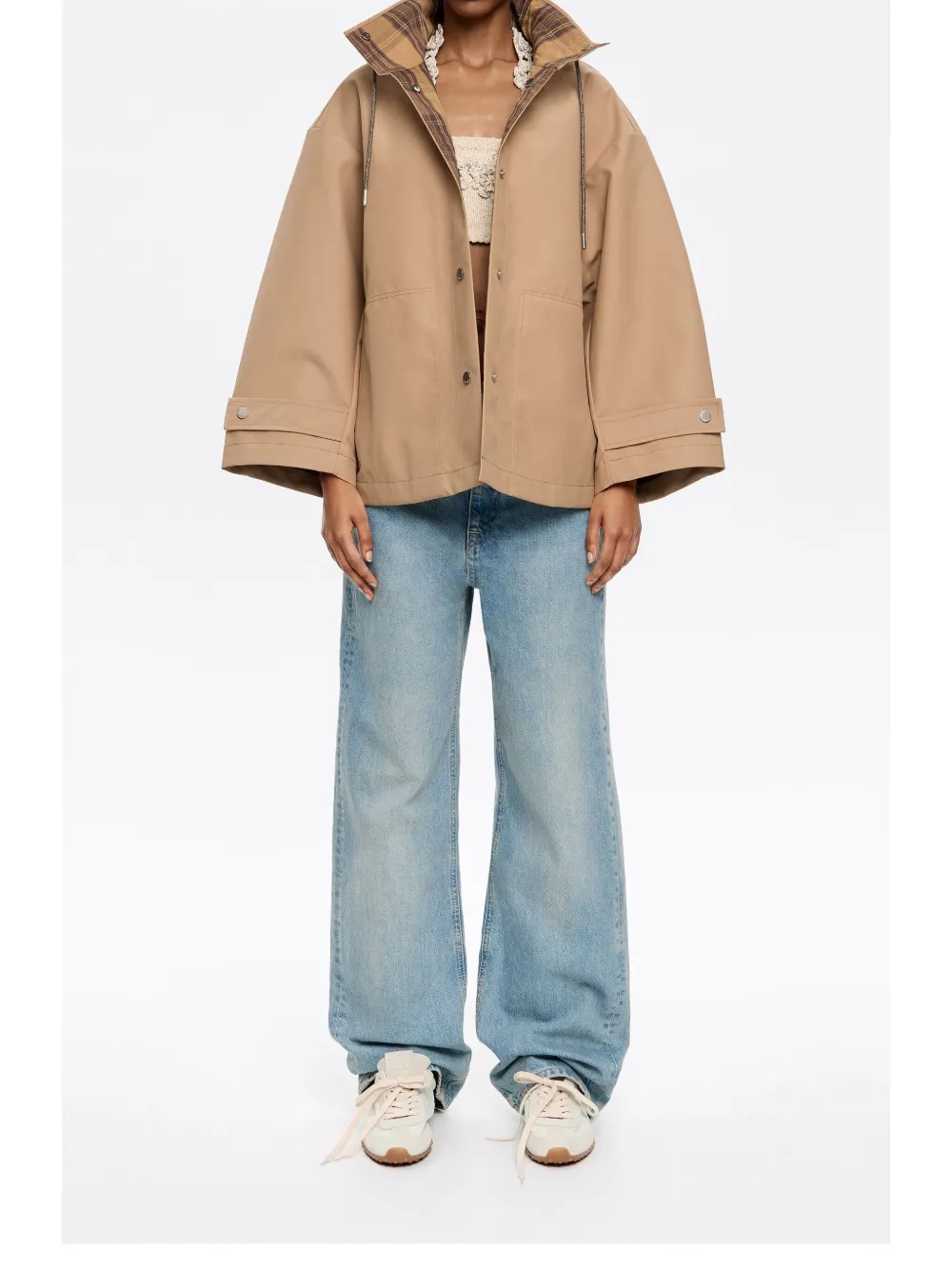 Bimba y Lola Omkeerbare trenchcoat met A-lijn Beige