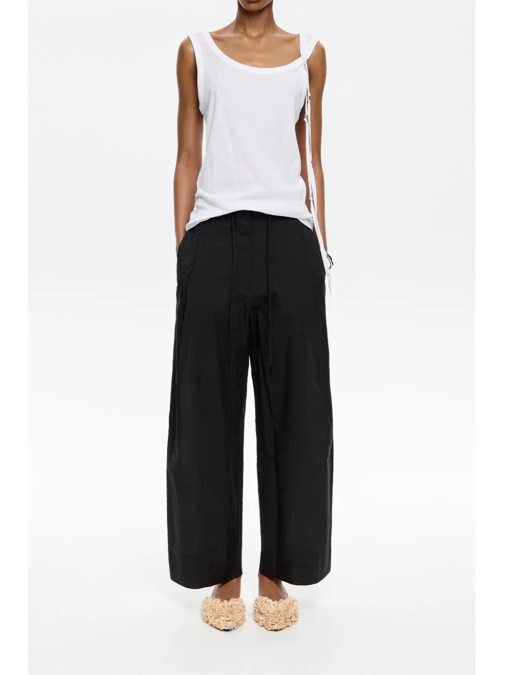 Bimba Y Lola Textured Darted Trousers In Black