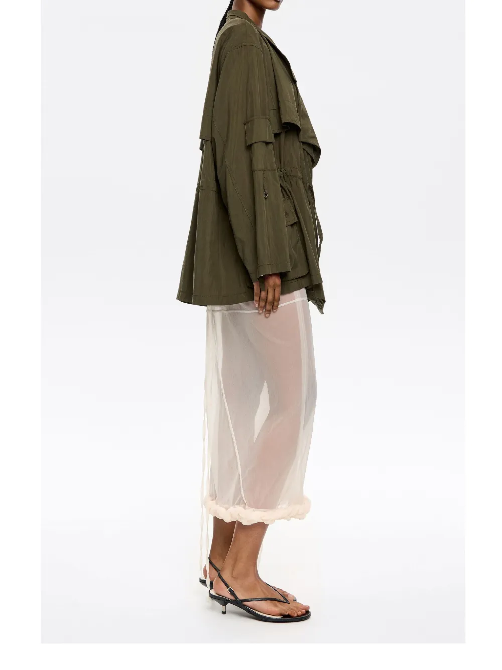 Bimba Y Lola Fluid Double-breasted Jacket In Green