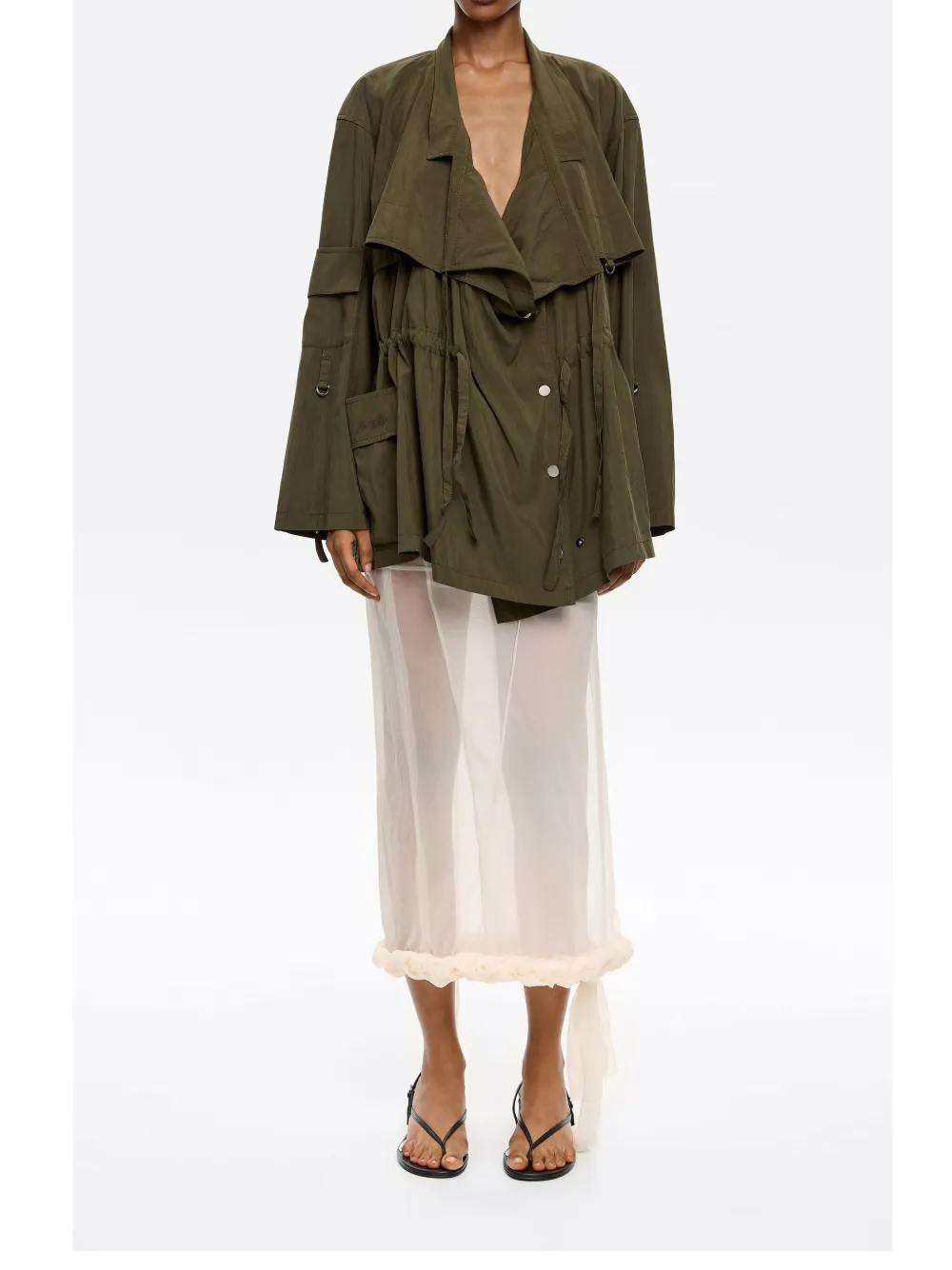 Bimba Y Lola Fluid Double-breasted Jacket In Green