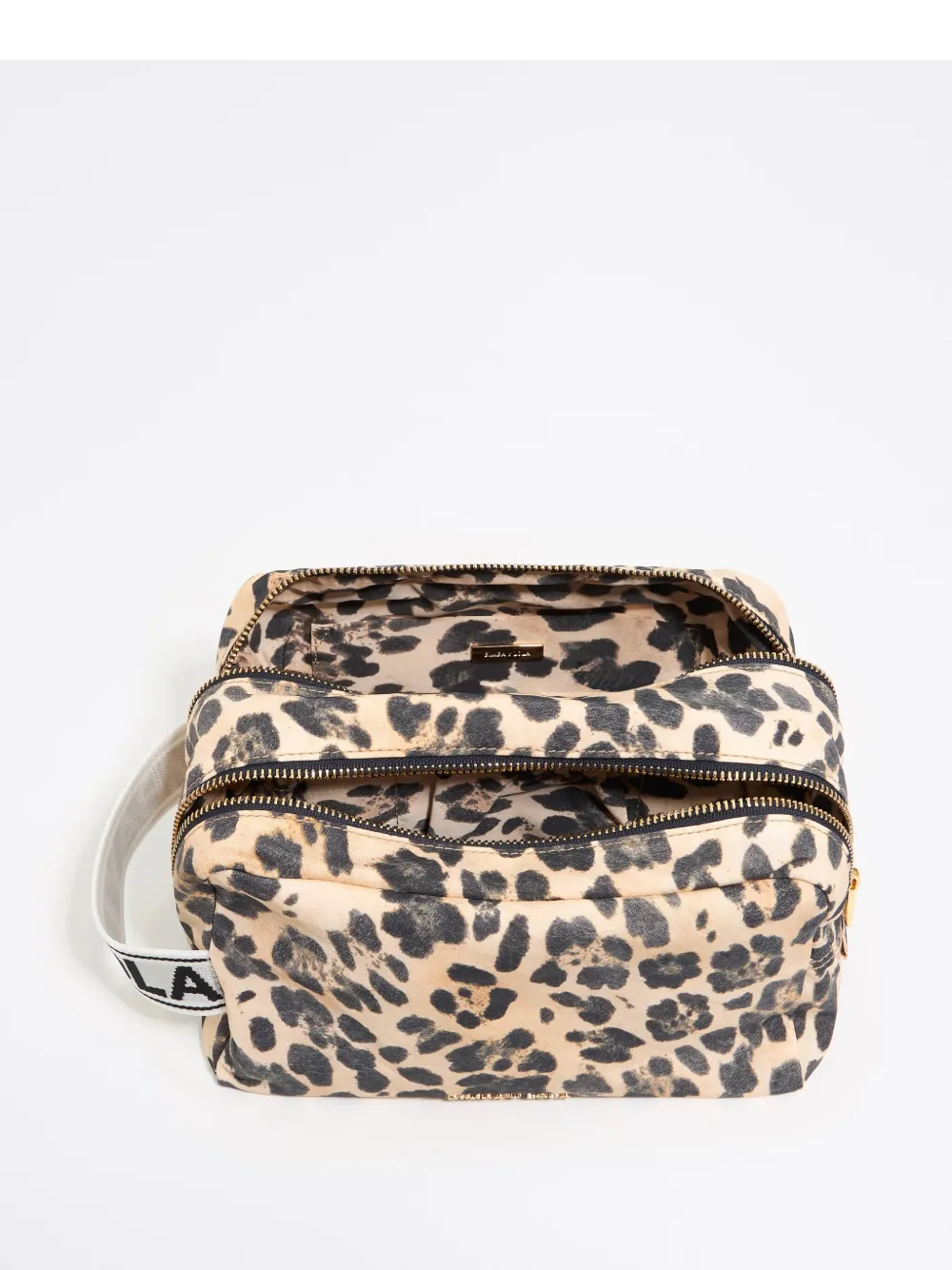 Bimba Y Lola Large Leopard-print Cosmetic Bag In Neutrals