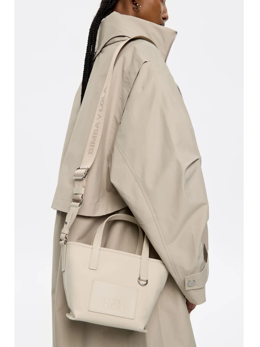 Bimba Y Lola Mini Logo-patch Tote Bag In Neutrals