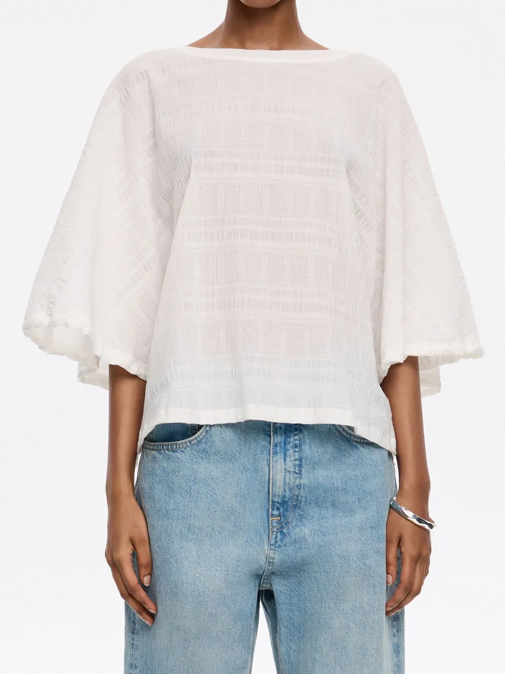 Bimba y Lola T-shirt met jacquard Wit