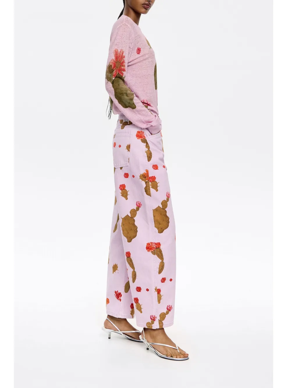 BIMBA Y LOLA CACTUS-PRINT LINEN JUMPER