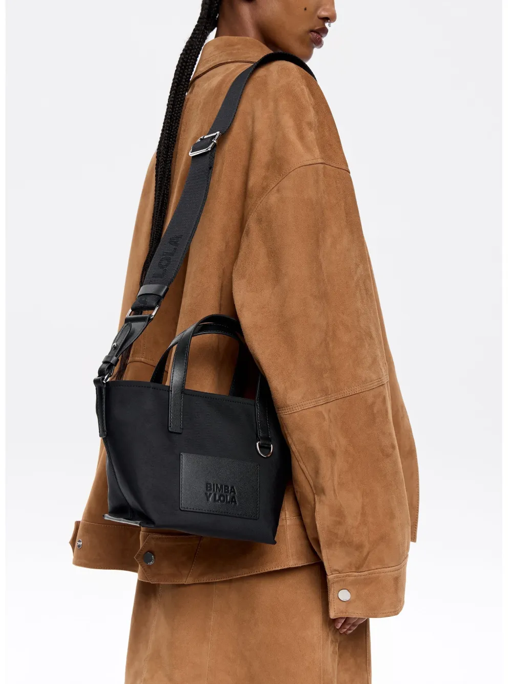 Bimba Y Lola Mini Nylon Tote Bag In Black