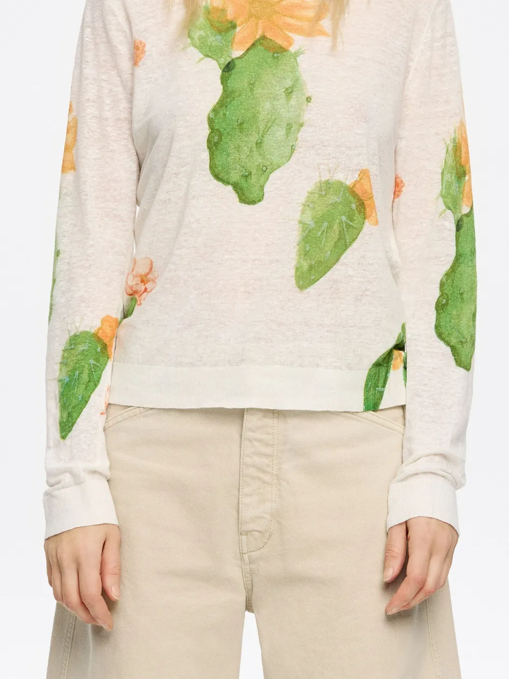 BIMBA Y LOLA CACTUS-PRINT LINEN JUMPER