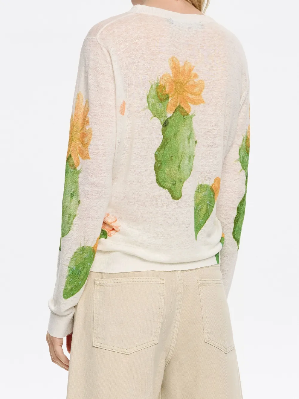 BIMBA Y LOLA CACTUS-PRINT LINEN JUMPER