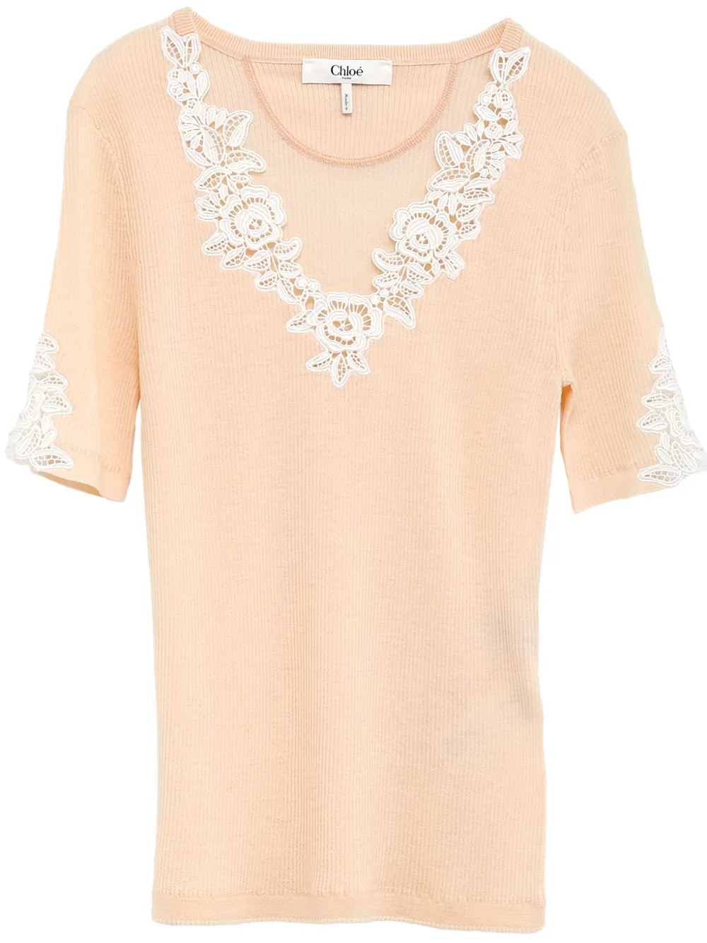 Chloé floral-lace T-shirt