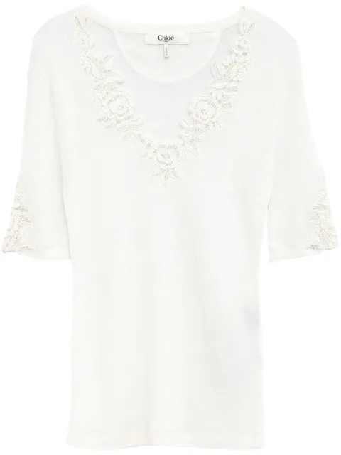 Chloé floral-lace T-shirt