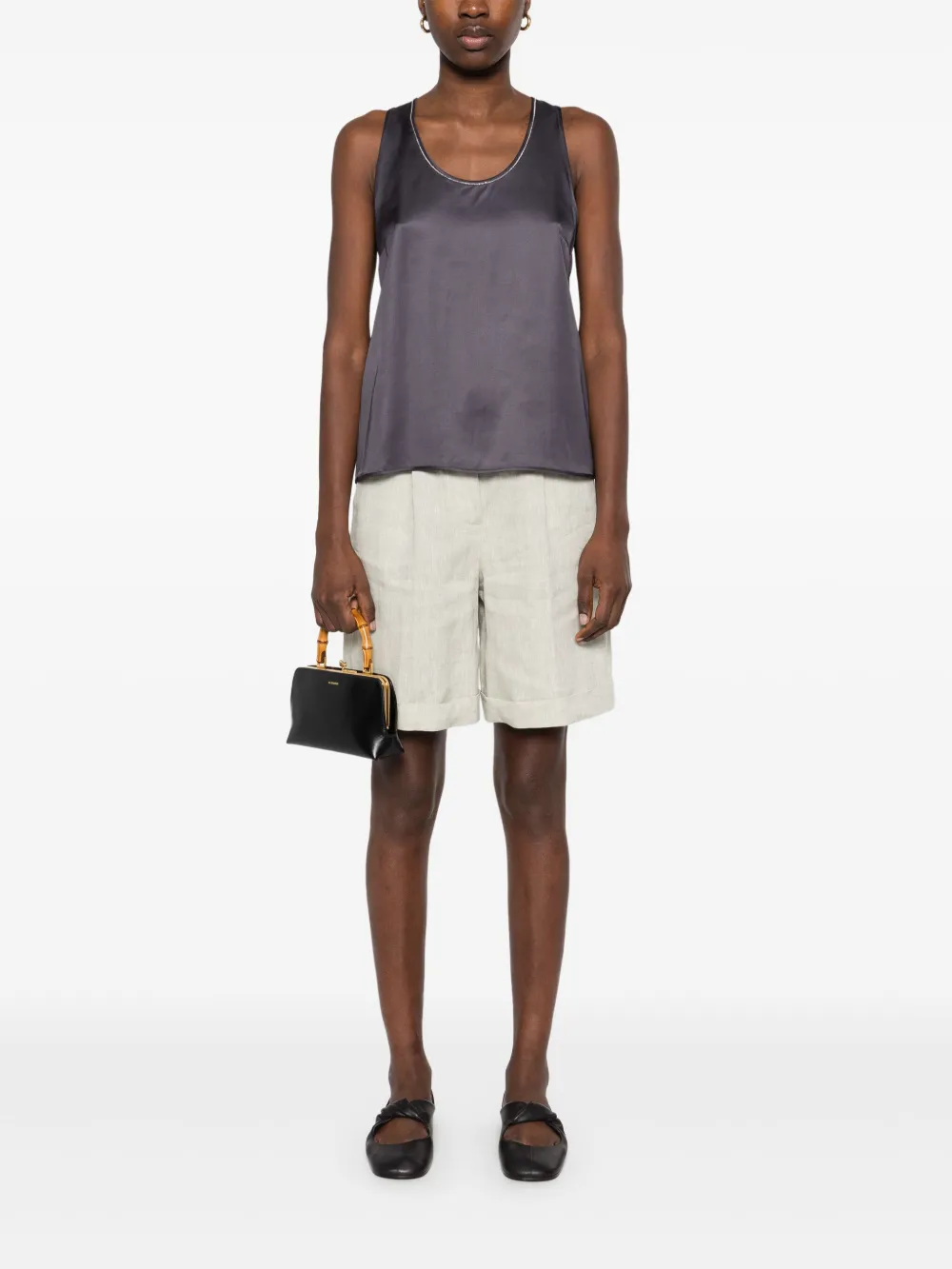 Peserico Tanktop met kralendetail Grijs
