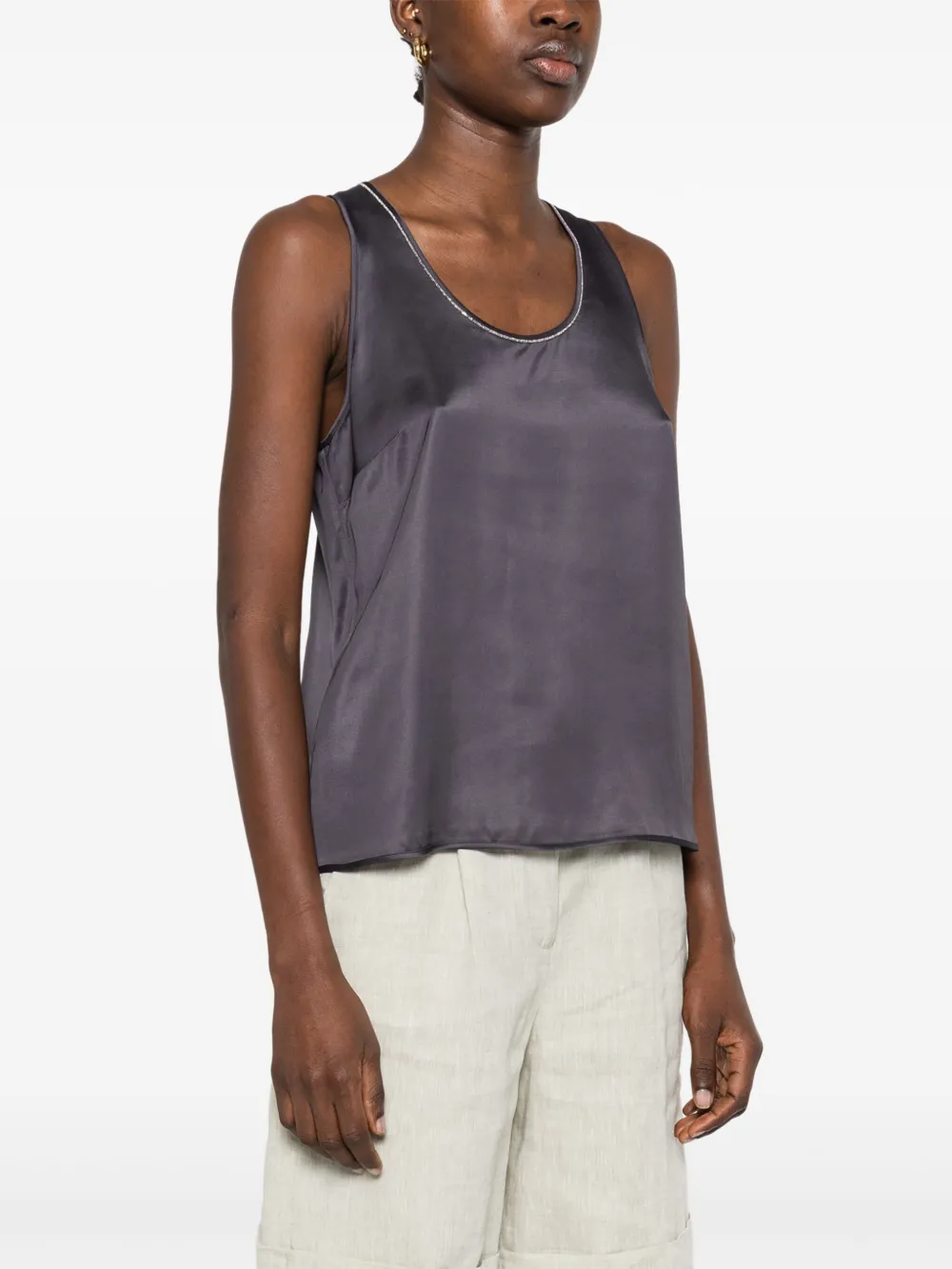 Peserico Tanktop met kralendetail Grijs