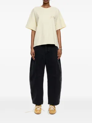 【BIMBA Y LOLA】ウォッシュドコットンパンツ CarlijnQ カーラインク ワイドパンツ オレンジ柄 水色ストライプ