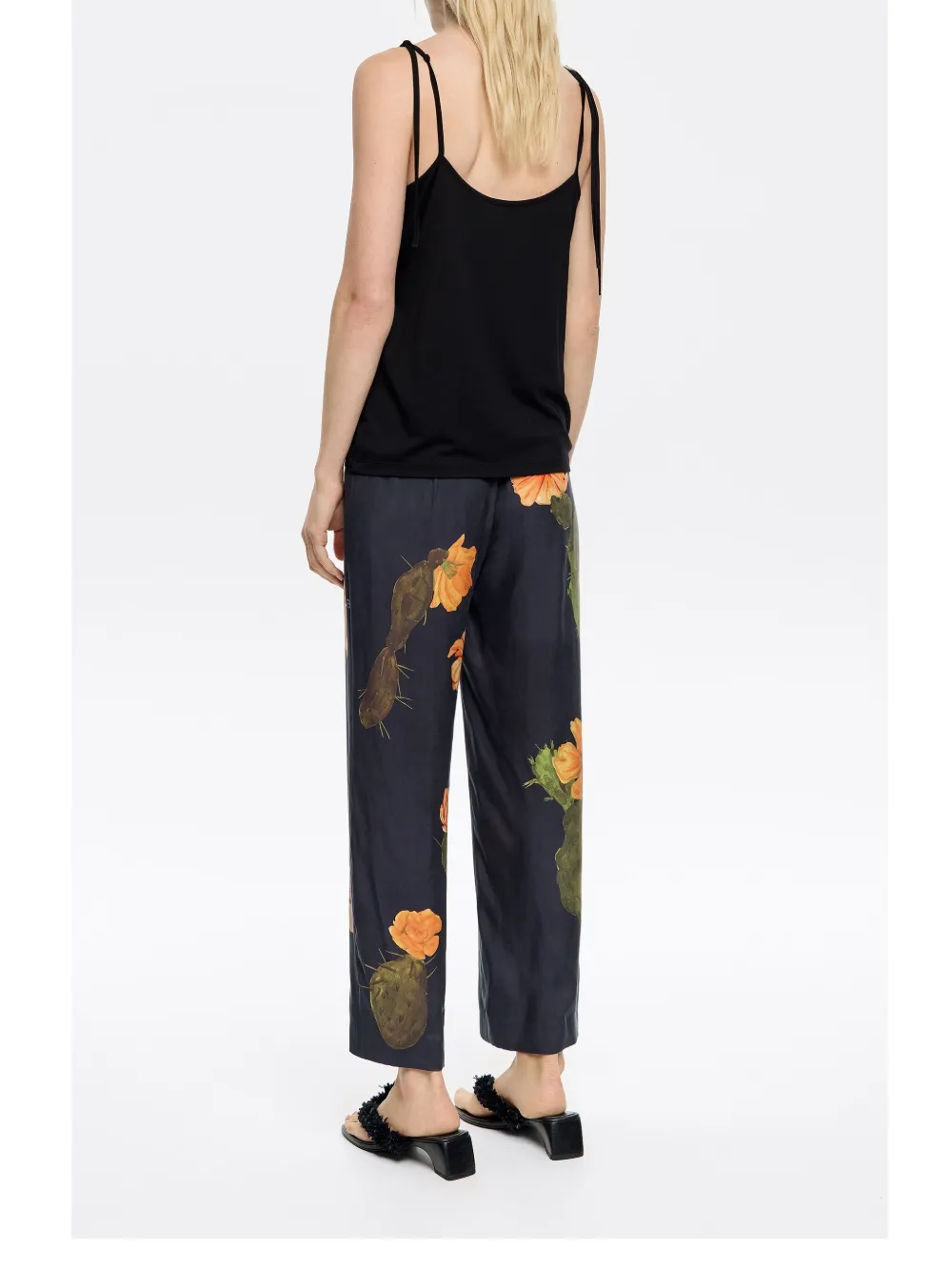Bimba y Lola Straight broek met cactusprint Zwart