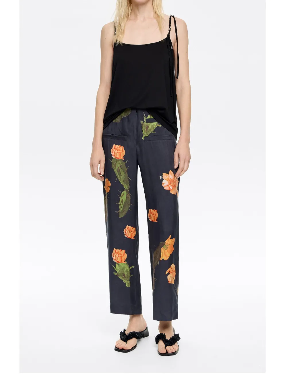Bimba y Lola Straight broek met cactusprint Zwart