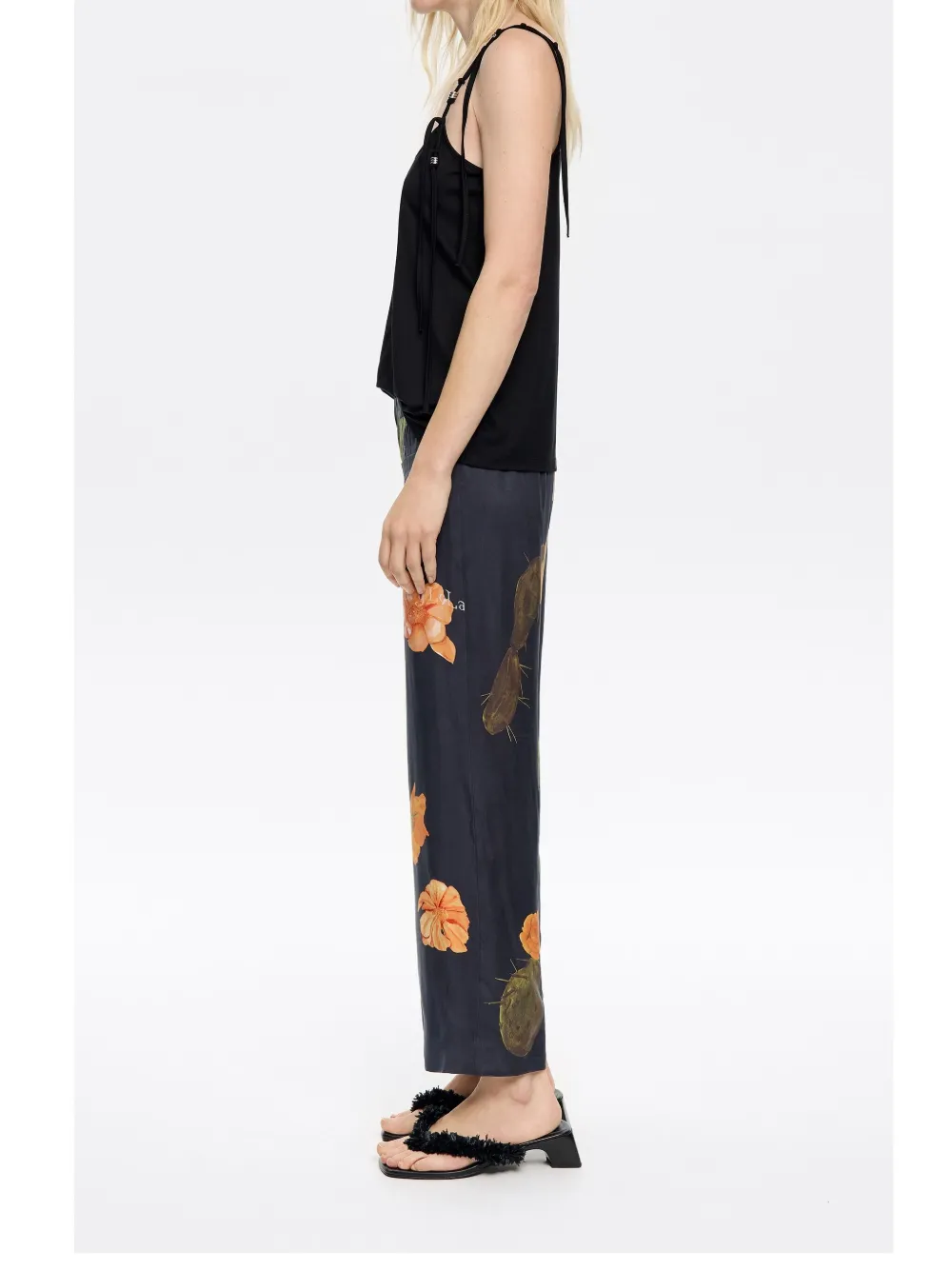 Bimba y Lola Straight broek met cactusprint Zwart