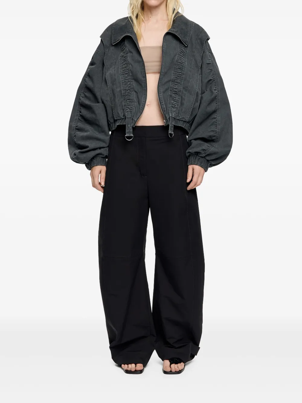 Bimba y Lola Oversized jas met ruches Zwart