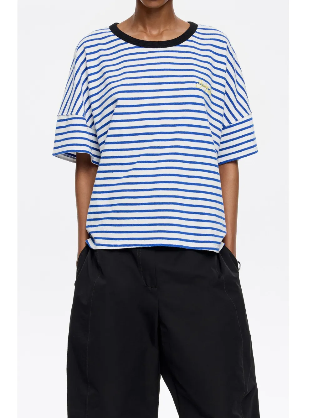BIMBA Y LOLA STRIPED COTTON BOXY T-SHIRT