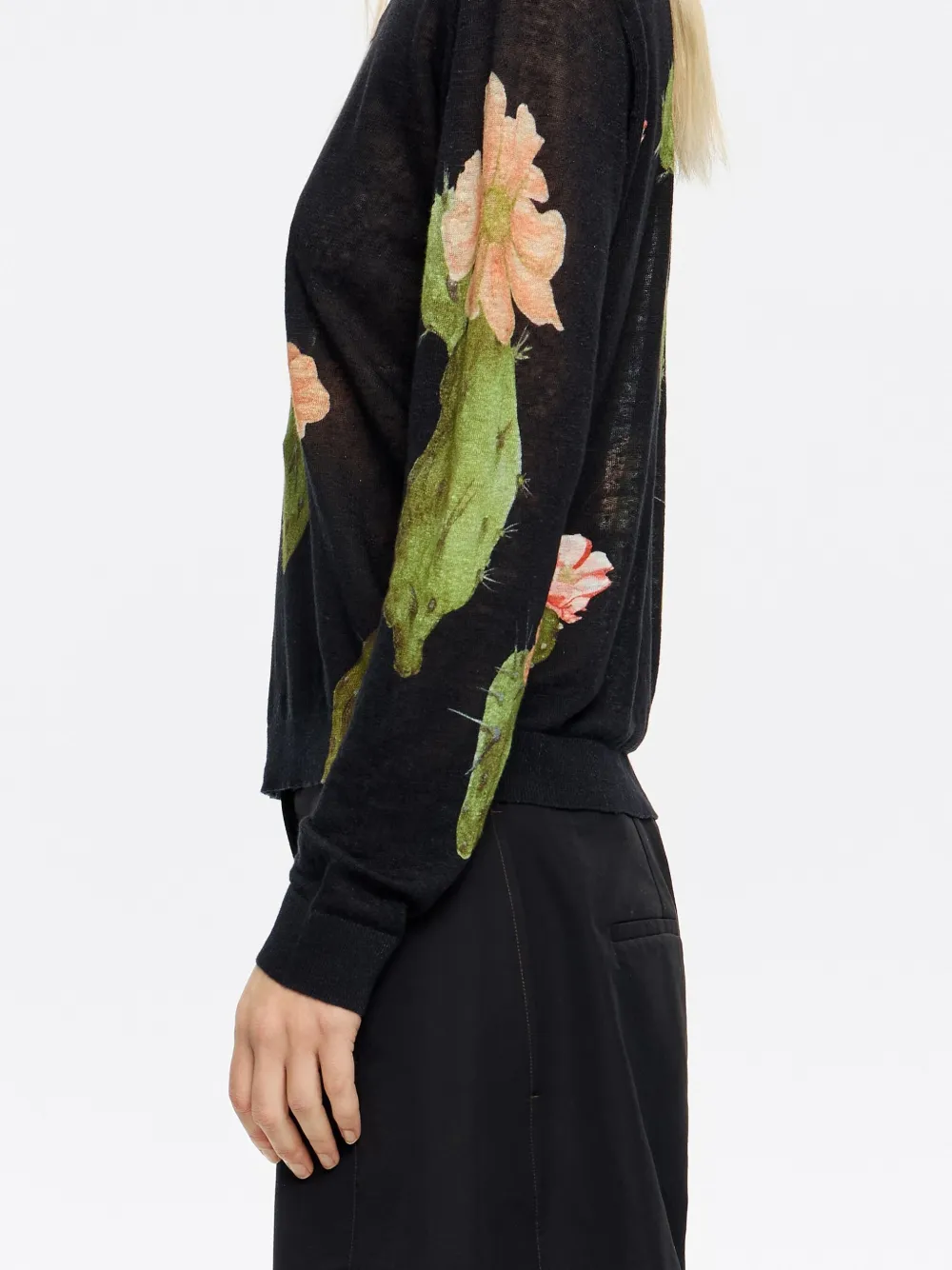 Bimba y Lola Linnen trui met Cactus-print Zwart