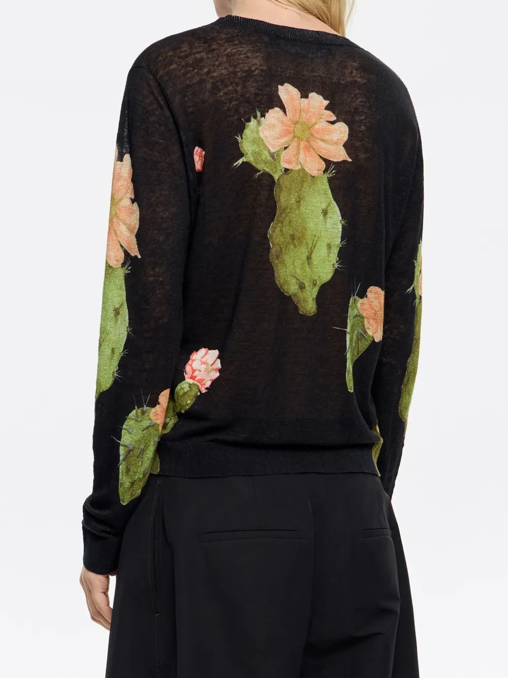 Bimba y Lola Linnen trui met Cactus-print Zwart