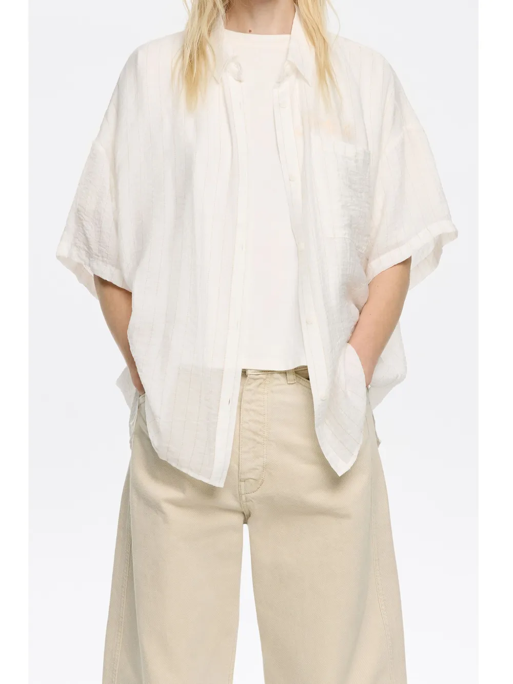 Bimba y Lola Gestreepte blouse Wit