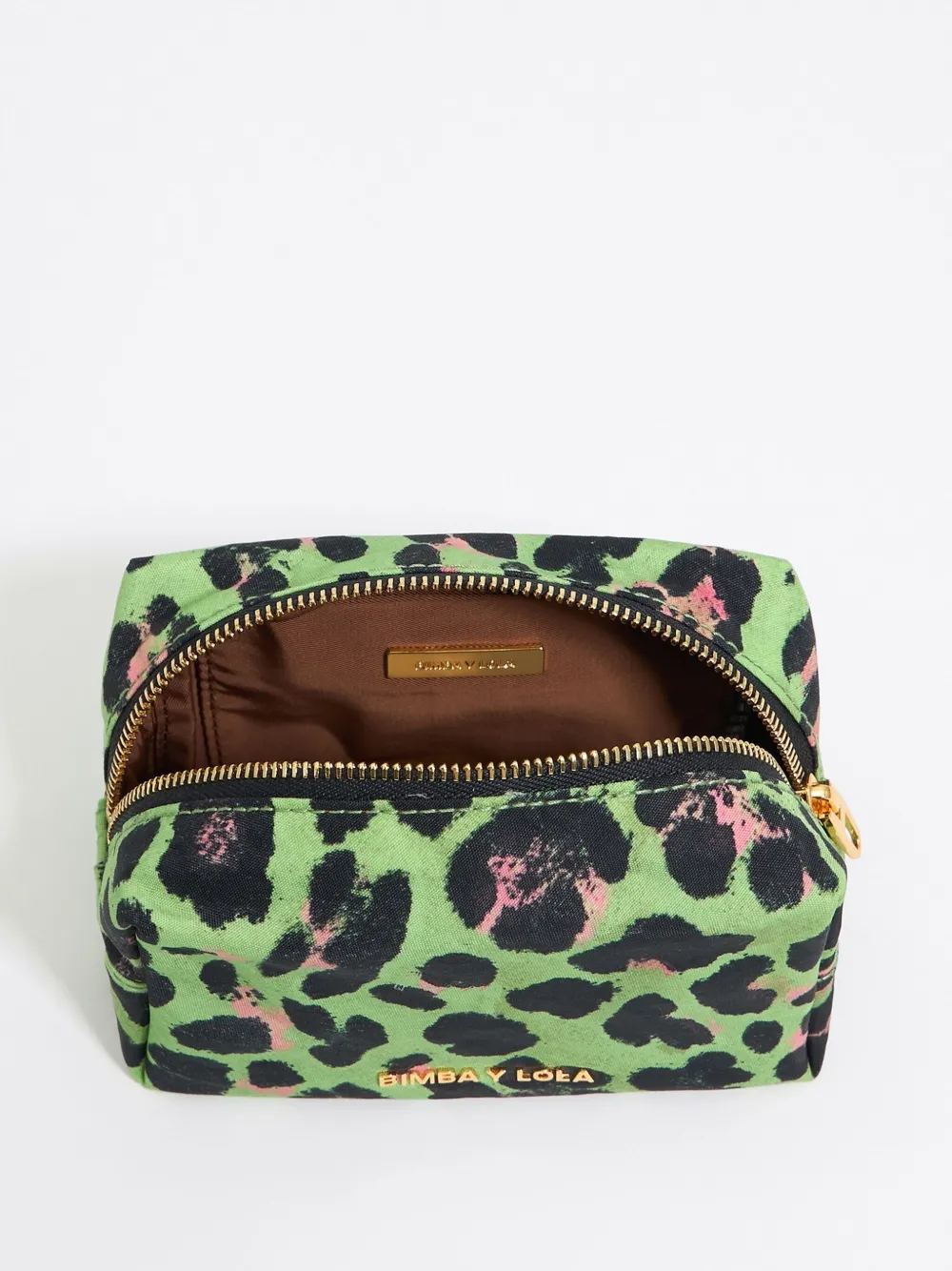Bimba y Lola Make-up tas met luipaardprint Groen