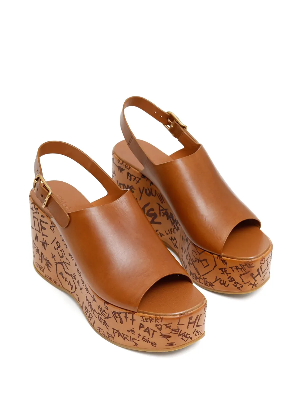 Chloé 130mm Maxime wedge sandals Brown